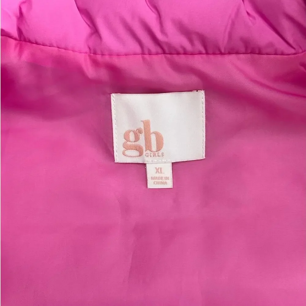 GB GIRLS Pink Cropped Puffer Vest XL NWOT